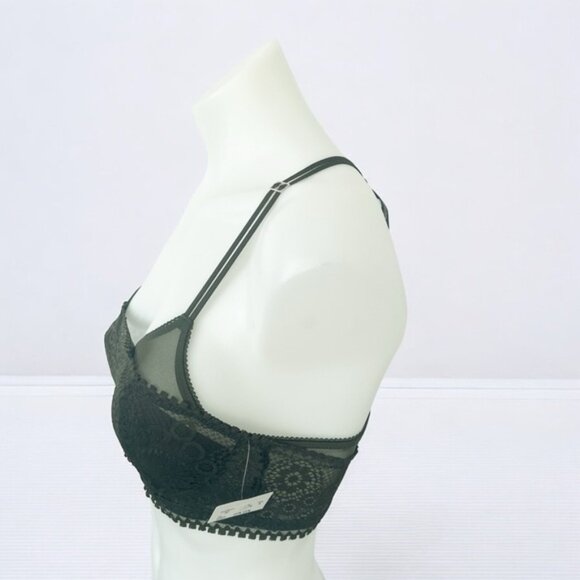 NWT Aerie Dark Green Real Power Wireless Push Up Joy Convertible Lace Bra  32C - Picture 6 of 11